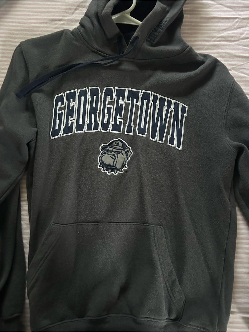 Georgetown Women’s Dark Gray Hoodie with Bulldog Logo